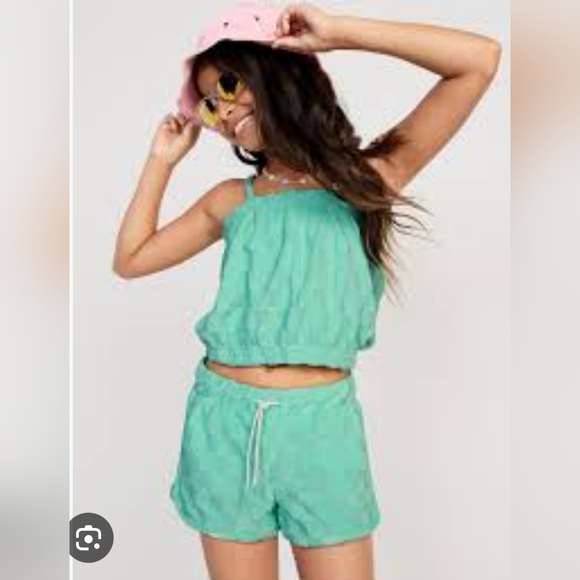 Sleeveless Patterned Loop-Terry Top & Cheer Shorts Set for Girls (Size 18) - Picture 1 of 6